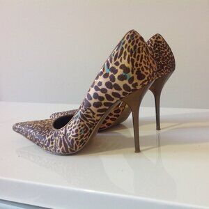 Leopard print high heels Fabric Pumps Shoes Size 9